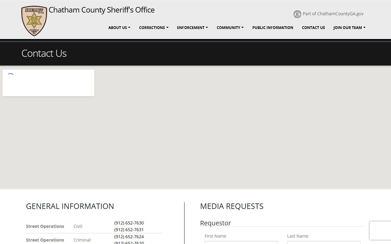 Chatham County Sheriff's Office contact page with jail records and booking numbers